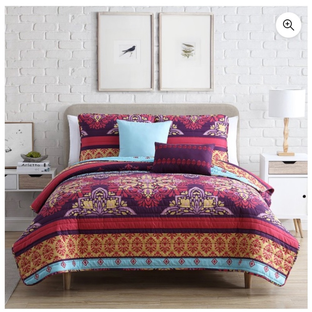 ๐ Bohemian 4-pc Full Twin XL quilt blanket sham pillow set - Picture 1 of 1